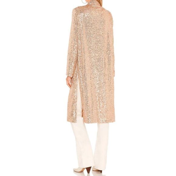 Anthropologie BB Dakota Sparkly Sequin Rose Gold Open Cardigan Duster XSP - Picture 11 of 11